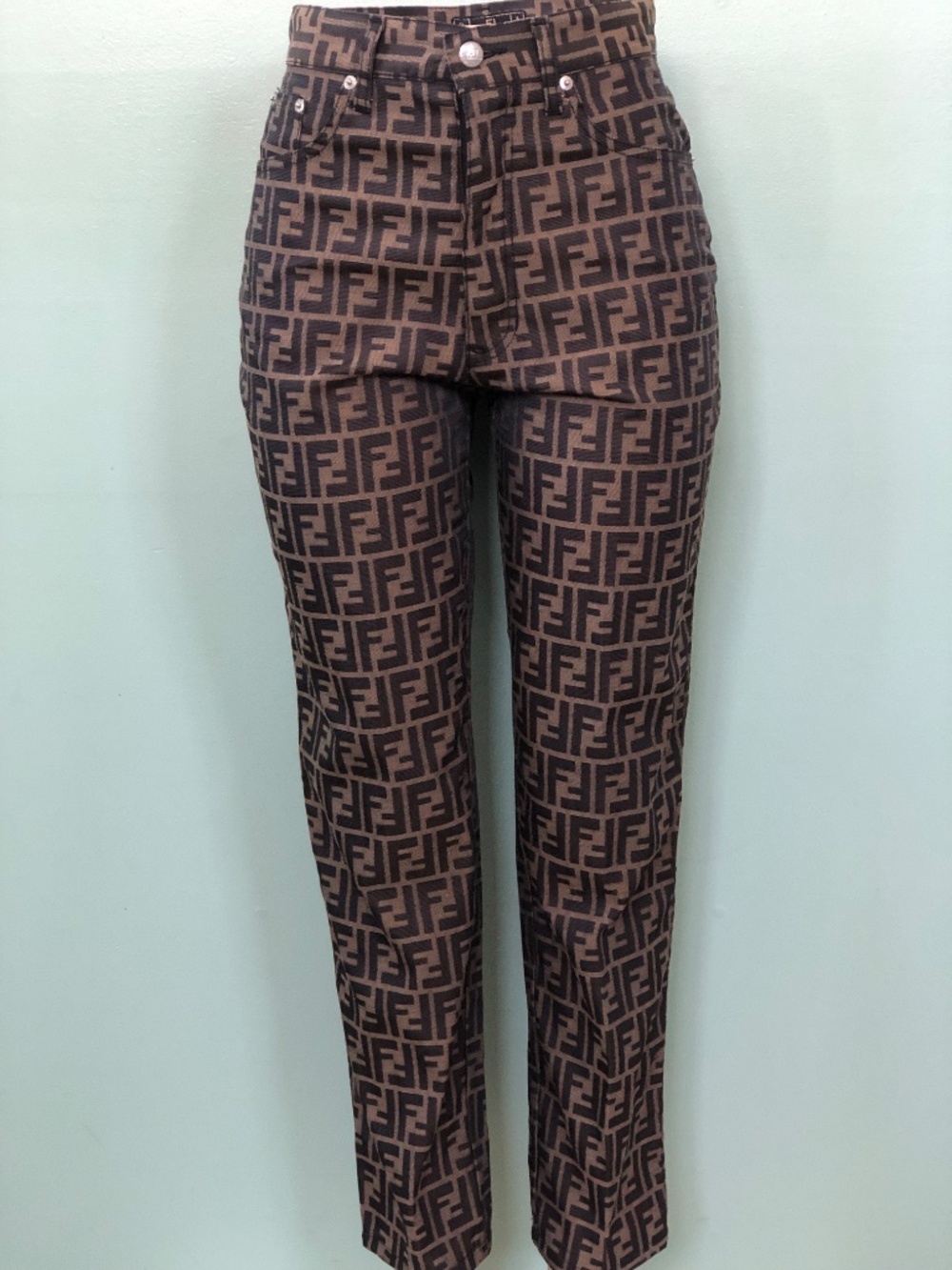 Fendi Authentic Roma Amor Zucca Monogram Jeans Logo Print